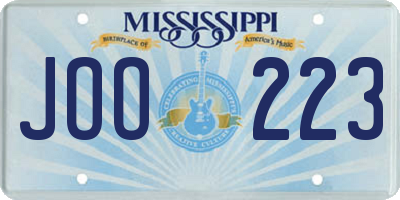 MS license plate JOO223