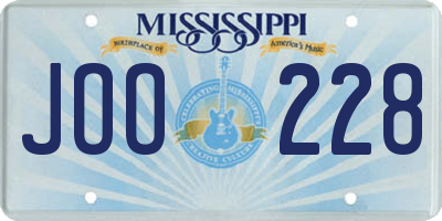 MS license plate JOO228