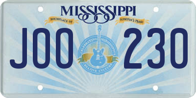 MS license plate JOO230