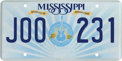 MS license plate JOO231