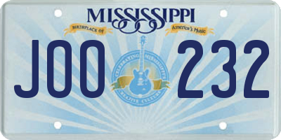 MS license plate JOO232