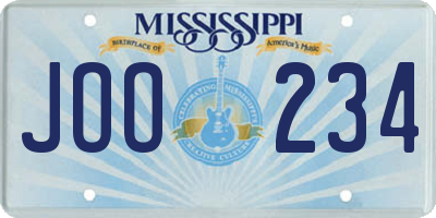 MS license plate JOO234