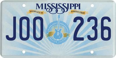 MS license plate JOO236