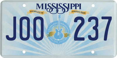 MS license plate JOO237