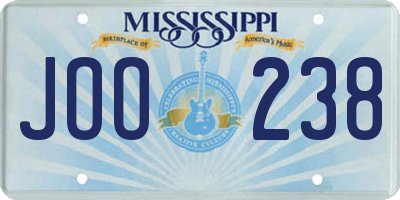 MS license plate JOO238