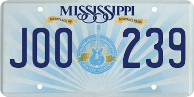 MS license plate JOO239