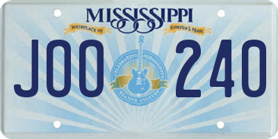 MS license plate JOO240