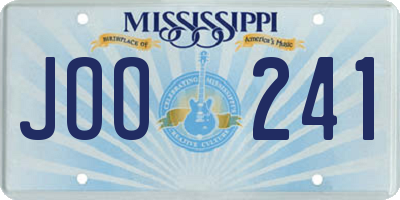 MS license plate JOO241