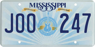 MS license plate JOO247