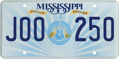 MS license plate JOO250