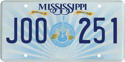 MS license plate JOO251
