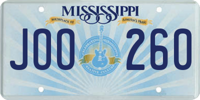 MS license plate JOO260