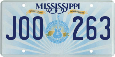 MS license plate JOO263