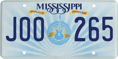 MS license plate JOO265