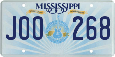MS license plate JOO268