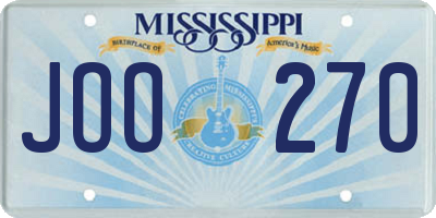 MS license plate JOO270