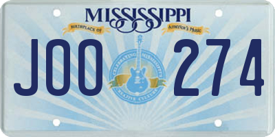 MS license plate JOO274