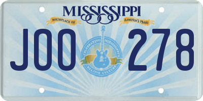 MS license plate JOO278