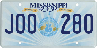 MS license plate JOO280