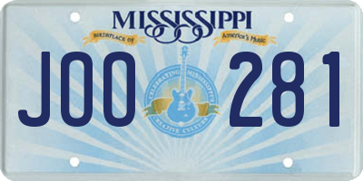 MS license plate JOO281