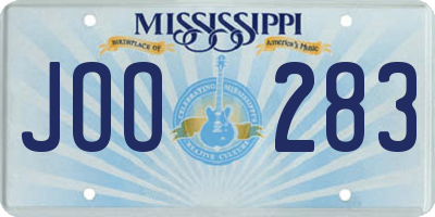 MS license plate JOO283