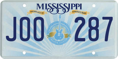 MS license plate JOO287