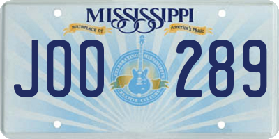 MS license plate JOO289