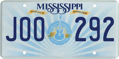 MS license plate JOO292