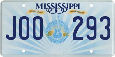 MS license plate JOO293