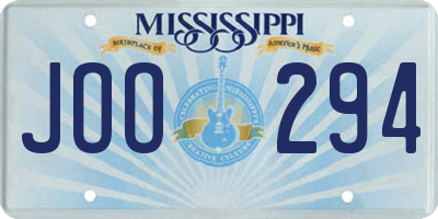 MS license plate JOO294
