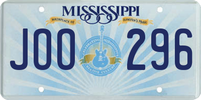 MS license plate JOO296