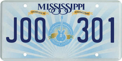 MS license plate JOO301