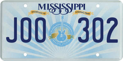 MS license plate JOO302