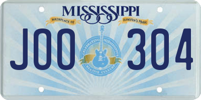 MS license plate JOO304