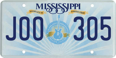 MS license plate JOO305