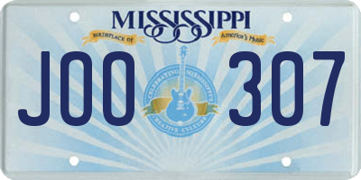 MS license plate JOO307