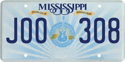 MS license plate JOO308
