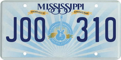 MS license plate JOO310