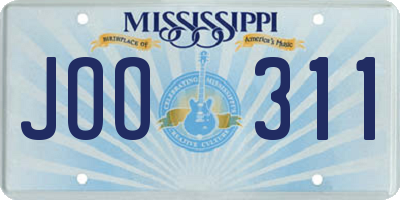 MS license plate JOO311