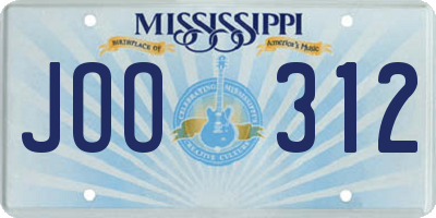 MS license plate JOO312