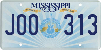 MS license plate JOO313