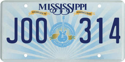 MS license plate JOO314