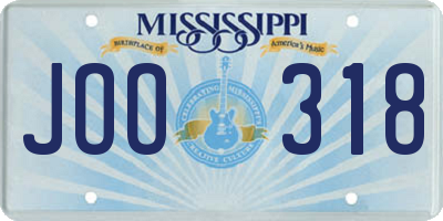 MS license plate JOO318