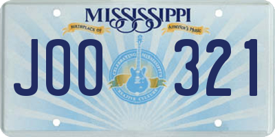 MS license plate JOO321