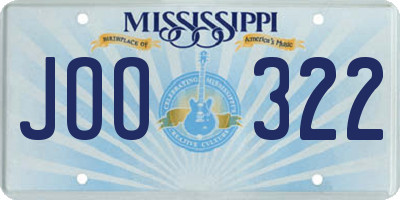 MS license plate JOO322