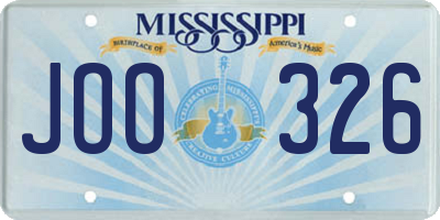 MS license plate JOO326
