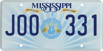 MS license plate JOO331