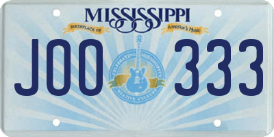 MS license plate JOO333