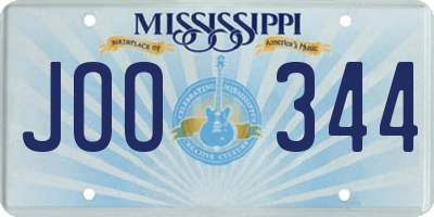 MS license plate JOO344