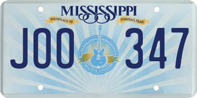 MS license plate JOO347
